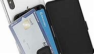 Sinjimoru Stick-On Card Case, Adhesive Card Holder/Ultra Slim Card Holder Case Usable as Phone Wallet or Card Holder for Desk. Card-Zip Black