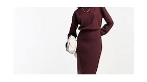 ASOS DESIGN high neck long sleeve maxi dress with blouson body in chocolate | ASOS
