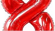 KatchOn, Red Number 8 Balloon - Giant, 50 Inch | Red 8 Birthday Balloon for 8th Birthday Decorations | Red 8 Balloon Number for 8th Anniversary Decorations | Balloon 8 Year Old Birthday decorations