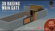How to make Railing Main Gate in autocad | How to design 3D Railing Main Gate | Railing Main Gate |