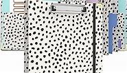 3 Ring Binder 1 Inch, Cute Round Ring Binders with 5 Tab Dividers, Labels Stickers, Low Profile Clipboard with Storage, Fashion Binder School Office Supplies(Cheetah Spots)