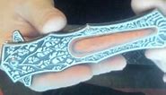 VALHALLA PASTOR Pocket Knife, 3.7'' Folding Knife with 3D Retro Embossed Pattern, Pocket Knife