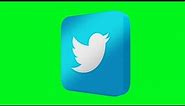 Twitter Logo Green Screen Animated 3D