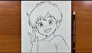 Easy anime sketch | How to draw cute anime boy step-by-step
