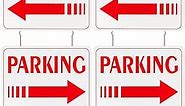 4 Pcs Event Parking Sign with Stake, with Directional Arrows 12 x 16 Inch Double Sided Corrugated Plastic Guest Parking Sign Durable Parking Sign for Outdoor Yard (Red)