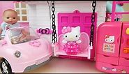Hello kitty swing house Baby doll kitchen and car toys Baby Doli play