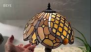 Bieye L10817 Baroque Tiffany Style Stained Glass Table Lamp for Farmhouse Living Room Home Decoration, 12" W x 18" H
