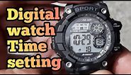 how to setting time date on digital watch | digital watch time adjust