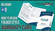 How to Design Folded Style Warranty Certificate Card in MS Word | DIY