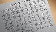 Contact Us Outline Vector Icon Set