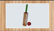 How to Draw Cricket Bat and Ball Step by Step with Colors | 123 Drawing Academy