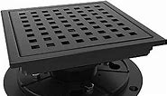 6 Inch Square Shower Floor Drain with Flange,Quadrato Pattern Grate Removable,Food-Grade SUS 304 Stainless Steel,Watermark&CUPC Certified,Matte Black
