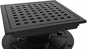 WEBANG 6 Inch Square Shower Floor Drain with Flange,Quadrato Pattern Grate Removable,Food-Grade SUS 304 Stainless Steel,Watermark&CUPC Certified,Matte Black