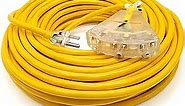 100 ft - 14 Gauge Heavy Duty Extension Cord - 3 Outlet Lighted SJTW - Indoor/Outdoor Extension Cord by Watt's Wire - 100' 14-Gauge Grounded 13 Amp Extension Cord
