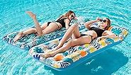 Stonful 2 Pack Inflatable Pool Float Mat, Giant Pool Floats Adult Size with Headrest, Lake Float Raft Water Lounger, Multi-Purpose Swimming Pool Floats Toys for Pool Party, Summer Beach, Outdoor