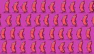 Sausages cartoon characters wallpaper walking on pink background. Cute animation good as backdrop for intro, party, television programme, presentation, etc... Seamless loop.
