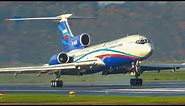 TUPOLEV TU-154 LANDING with OPEN REVERSERS before TOUCHDOWN + TU154 DEPARTURE (4K)