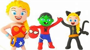 FROZEN ELSA & SUPERHERO BABIES PLAY WITH COSTUMES ❤ Hulk & Frozen Play Doh Cartoons For Kids