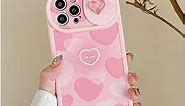Bafokrim Super Cute!Kawaii for iPhone 13 Case,Pink Cute Heart Pattern with Camera Lens Protector for Girl Women (Heart for iPhone 13)