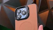 Matte Magnetic Leather Lens Holder Case for iPhone 14/15 Pro Max