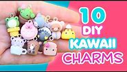 10 DIY KAWAII CHARMS - POLYMER CLAY TUTORIAL