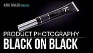 How to photograph black products on a black backdrop using 2 lights.