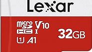 Lexar E-Series 32GB Micro SD Card, microSDHC UHS-I Flash Memory Card with Adapter, 100MB/s, C10, U1, A1, V10, Full HD, High Speed TF Card