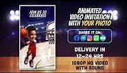 Basketball Birthday Animated Video Invitation with Custom Photo