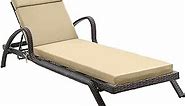 Chaise Lounge Cushions Outdoor Furniture, High-Density Foam Chair Cushion with Ties, Weather & Fade Resistant - Patio Recliner Chairs Cushions for Lawn, Pool & Beach 80x26x3 Inch, Khaki