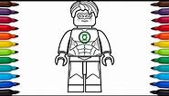 How to draw Lego Green Lantern (Hal Jordan) - DC Comics Super Heroes - coloring pages