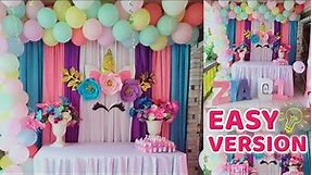 Easy Version Unicorn Theme Birthday Decoration | Kids Birthday Party Ideas at Home