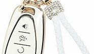 RACOONA Car Key Cover,Key Fob Cover,Key Covers for Car Keys,Key Shell with Keychain,Car Key Case Shell Protection,Remote Smart Key Protector,Compatible with Most Car Models(White) (for Chevy a)