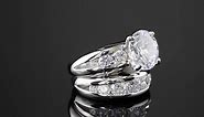 Sterling Silver Cubic Zirconia 2 Piece Bridal Ring Set