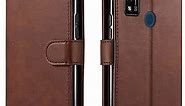 TCL 4X 5G T601DL Phone Case, with [Tempered Glass Screen Protector Included] STARSHOP Leather Wallet Phone Cover with Pockets Storage Credit Card Slots and Kickstand Feature - Brown