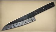 Kitchen Knife Chef Knife Butchery Knife Hammered Damascus Steel Blank Blade Hand Forged Razor Sharp