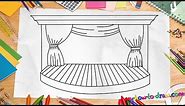 How to draw a Stage - Easy step-by-step drawing lessons for kids