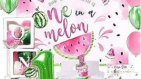 One in A Melon Party Decorations, Watermelon First Birthday Party Supplies, Watermelon Birthday Party Supplies, One in a Melon Backdrop High Chair Banner, Baby 1st Birthday Balloon Boxes for Girl 1st Birthday Party