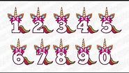 Unicorn Birthday Party Girl Numbers 0-9 SVG Vector Silhouette Cameo Cricut Cut File Clipart Png Dxf
