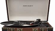 Crosley CR6019D-BR Executive Vintage Bluetooth 3-Speed Portable Suitcase Vinyl Record Player Turntable with USB, Brown
