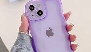 Curly Wave Frame Girl Case for iPhone 13, Cute Pretty Girly Phone Case for Teen Girls Women Aesthetic Soft Silicone Slim Fit Protective Cover 6.1-inch (Purple)