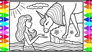 How to Draw a Mermaid and Unicorn for Kids 💜💚💛💗Mermaid and Unicorn Drawing and Coloring Pages