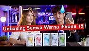 KOMPLIT! Unboxing iPhone 15 SEMUA WARNA Depan ISTRI 🥰 - Quick Review & Unboxing Indonesia 2023