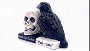 Rustix Quoth The Raven Ceramic Gothic Halloween Decor Cute skull Horror Salt and Pepper Shaker Set Scary Spooky and witchy Gift Fall Season Decor for Kitchen