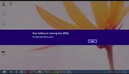Fix: low battery notification missing and the laptop shutsdown in windows 8 and 8.1