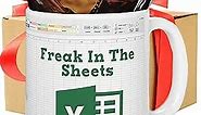 Freak in The Sheets Coffee Mug Hilarious Spreadsheet Humor for Accountants, Bosses, and Coworkers – Perfect Christmas, Birthday, or New Year Present Accountant Coffee Mugs (11 OZ)