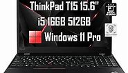 Lenovo ThinkPad T15 Business Laptop (15.6" FHD Anti-Glare, Intel Core i5-1135G7, 16GB RAM, 512GB PCIe SSD) Backlit Keyboard, Fingerprint Reader, 2 x Thunderbolt 4, Wi-Fi 6, Webcam, Win 11 Pro, Black