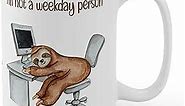 Pop Puns Funny Adorable Sloth Coffee Mug with Office Sloth Sleeping. Great Gift for Self or Office Coworker (15oz)