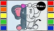 How to Draw Baby Elephant Step by Step | Coloring Page and Toddlers