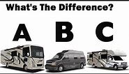 Difference Between Class A B C Motorhome