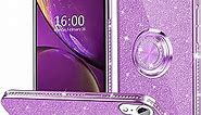 Thomo Compatible with iPhone XR Glitter Case 6.1 Inch, Slim Shockproof Cute Diamond Phone Case with Ring Holder Bling iPhone XR Case for Women Girls-Purple